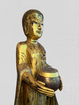 Wood Standing Monk with Offering Bowl 48"