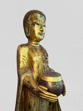 Wood Standing Monk with Offering Bowl 48"