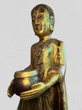 Wood Standing Monk with Offering Bowl 48"