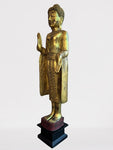 Wood Standing Abhaya Buddha Statue 46"