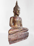 Wood Meditating Lanna Thai Buddha Statue 26"