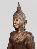 Wood Meditating Lanna Thai Buddha Statue 26"