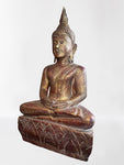 Wood Meditating Lanna Thai Buddha Statue 26"
