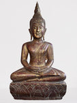 Wood Meditating Lanna Thai Buddha Statue 26"
