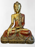 Wood Mandalay Earth Witness Buddha Statue 29"