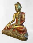 Wood Mandalay Earth Witness Buddha Statue 29"