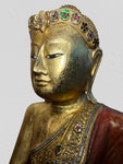 Wood Mandalay Earth Witness Buddha Statue 29"