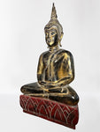 Wood Meditating Lanna Thai Buddha Statue 22"