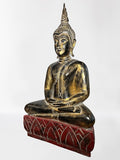 Wood Meditating Lanna Thai Buddha Statue 22"