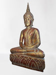 Wood Meditating Lanna Thai Buddha Statue 22"