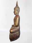 Wood Meditating Lanna Thai Buddha Statue 22"