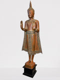 Wood Standing Thai Buddha Statue 63"