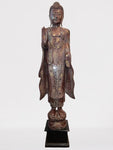 Wood Standing Abhaya Buddha Statue 68"