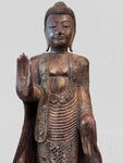 Wood Standing Abhaya Buddha Statue 68"