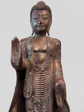 Wood Standing Abhaya Buddha Statue 68"