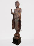 Wood Standing Abhaya Buddha Statue 68"