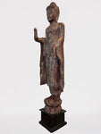 Wood Standing Abhaya Buddha Statue 68"