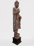 Wood Standing Abhaya Buddha Statue 68"