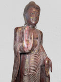 Wood Standing Abhaya Buddha Statue 68"