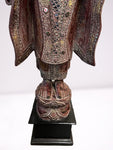 Wood Standing Abhaya Buddha Statue 68"