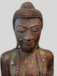 Wood Standing Abhaya Buddha Statue 68"