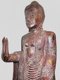 Wood Standing Abhaya Buddha Statue 68"