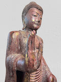 Wood Standing Abhaya Buddha Statue 68"