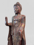 Wood Standing Abhaya Buddha Statue 68"