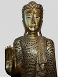 Wood Standing Abhaya Buddha Statue 69"
