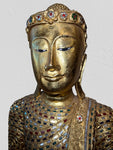 Wood Standing Abhaya Buddha Statue 69"