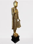 Wood Standing Abhaya Buddha Statue 69"