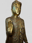 Wood Standing Abhaya Buddha Statue 69"