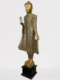 Wood Standing Abhaya Buddha Statue 69"