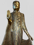 Wood Standing Abhaya Buddha Statue 69"