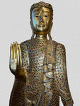 Wood Standing Abhaya Buddha Statue 69"
