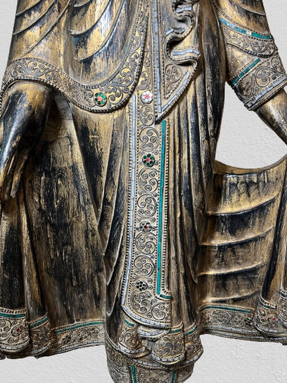 Wood Standing Mandalay Buddha Statue 69"