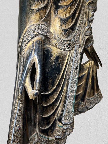 Wood Standing Mandalay Buddha Statue 69"