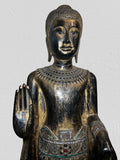 Wood Standing Abhaya Buddha Statue 70"