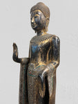 Wood Standing Abhaya Buddha Statue 70"