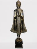Wood Standing Namaste Buddha Statue 69"