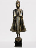 Wood Standing Namaste Buddha Statue 69"