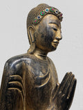 Wood Standing Namaste Buddha Statue 69"