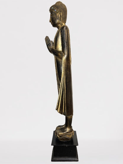Wood Standing Namaste Buddha Statue 69"