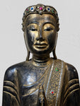 Wood Standing Namaste Buddha Statue 69"