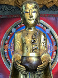 Wood Standing Monk with Alms Bowl 48" - Routes Gallery