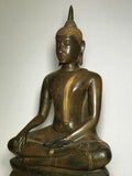 Brass Thai Ayutthaya Buddha Statue 25" - Routes Gallery