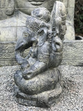 Stone Seated Ganesh Garden Statue 31" - Routes Gallery