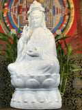 Porcelain Seated Quan Yin Statue 20.5" - Routes Gallery