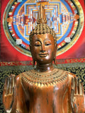 Wood Standing Sukhothai Buddha Statue 63" - Routes Gallery