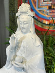 Porcelain Seated Quan Yin Statue 20.5" - Routes Gallery